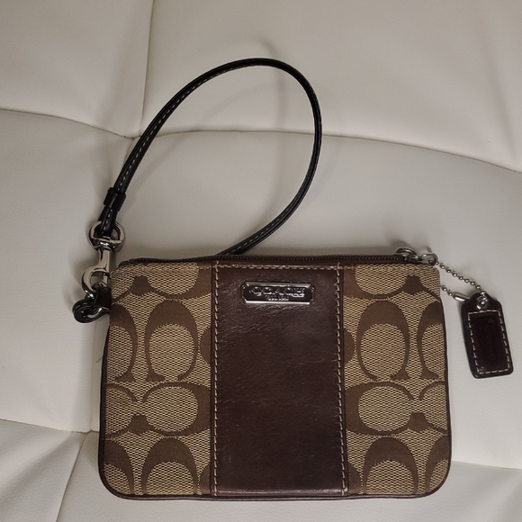 Coach Handbags - Coach Signature Brown Wristlet